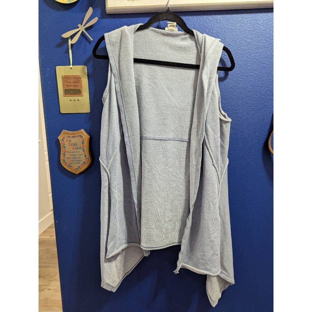 2/25 Sleeveless Drape Front Waterfall Cardigan w/ Hood Vest